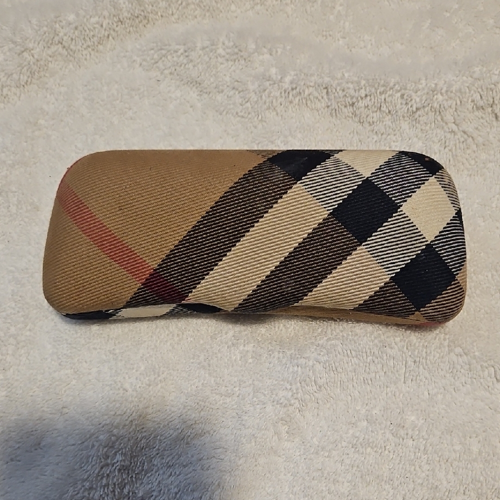 Burberry Plaid Pattern Hard Eyeglass Case - Tan, Black, Cream